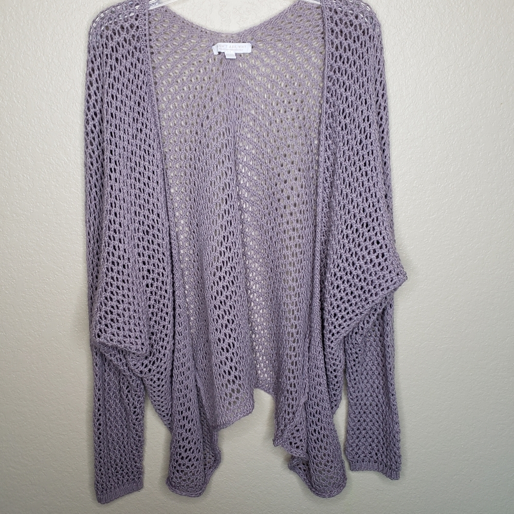 AEO Don't Ask Why OS purple open weave cardigan